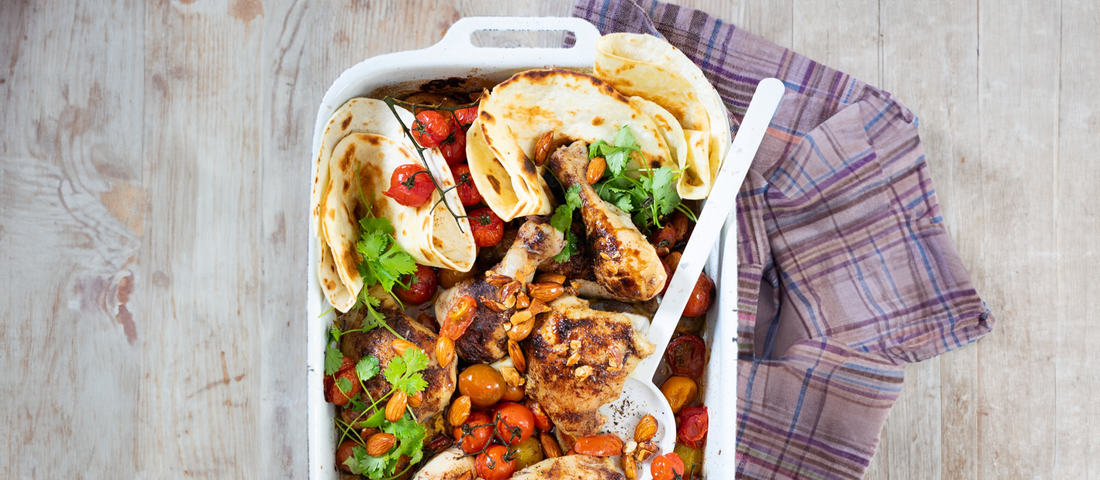 Oven Roasted Mediterranean Chicken Pieces with Almonds